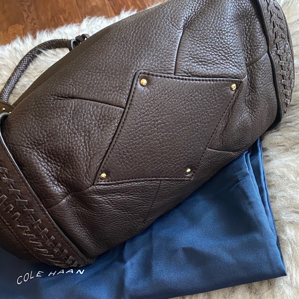 COLE HAAN Collection C06 Gorgeous Brown Leather Handbag, braided strap - Picture 10 of 16